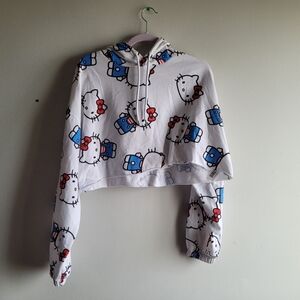 White Cropped Hello Kitty Sweater